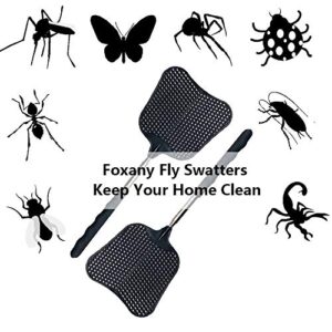 Foxany Telescopic Fly Swatters, Durable Plastic Fly Swatter Heavy Duty Set, Telescopic Flyswatter with Stainless Steel Handle for Indoor/Outdoor/Classroom (2 Pack)