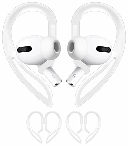 2 Pairs Ear Hooks Compatible with AirPods 3 2 1 and Pro 2 Pro, 360° Rotation Adjustable Length Anti-Slip Sport Outdoor Earhooks Tips Holder Compatible with AirPods Pro 2 Pro and 1 2 3 - Translucent