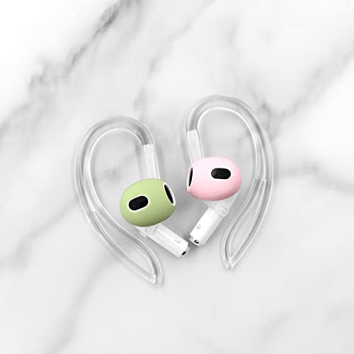 2 Pairs Ear Hooks Compatible with AirPods 3 2 1 and Pro 2 Pro, 360° Rotation Adjustable Length Anti-Slip Sport Outdoor Earhooks Tips Holder Compatible with AirPods Pro 2 Pro and 1 2 3 - Translucent