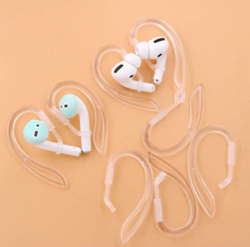 2 Pairs Ear Hooks Compatible with AirPods 3 2 1 and Pro 2 Pro, 360° Rotation Adjustable Length Anti-Slip Sport Outdoor Earhooks Tips Holder Compatible with AirPods Pro 2 Pro and 1 2 3 - Translucent