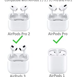 2 Pairs Ear Hooks Compatible with AirPods 3 2 1 and Pro 2 Pro, 360° Rotation Adjustable Length Anti-Slip Sport Outdoor Earhooks Tips Holder Compatible with AirPods Pro 2 Pro and 1 2 3 - Translucent