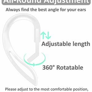 2 Pairs Ear Hooks Compatible with AirPods 3 2 1 and Pro 2 Pro, 360° Rotation Adjustable Length Anti-Slip Sport Outdoor Earhooks Tips Holder Compatible with AirPods Pro 2 Pro and 1 2 3 - Translucent