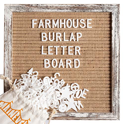 Burlap Letter Board Farmhouse Decor 10x10 Inch - Interchangeable Letter Board Classroom Decor, Farmhouse Office Decor, Farmhouse Letterboard Custom Signs Home Decor Pregnancy Announcement, Farm Décor