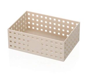 ybm home plastic storage baskets and organizer bins for household items, perfect for classroom, drawers, desktop, office, playroom, shelves, closet, and more - 1 unit 8.5 x 6 x 3.25 inch, beige 2192