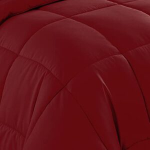 Sweet Home Collection 5 Piece Comforter Set Bag Solid Color All Season Soft Down Alternative Blanket & Luxurious Microfiber Bed Sheets, Red, Twin