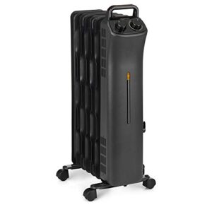 amazon basics portable radiator heater with 7 wavy fins, manual control, black, 1500w