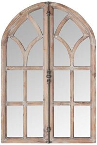 amazon brand – stone & beam vintage farmhouse wooden arched multipanel mantel mirror, 36"h, dark stain
