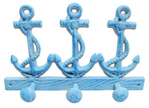 basic fundamentals cast iron nautical anchors wall rack with 3 hooks