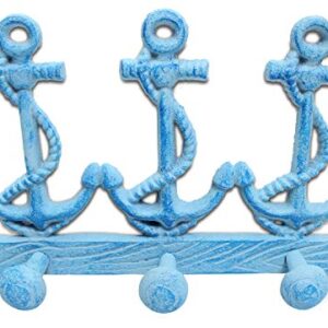 Basic Fundamentals Cast Iron Nautical Anchors Wall Rack with 3 Hooks