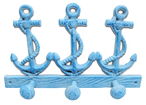 Basic Fundamentals Cast Iron Nautical Anchors Wall Rack with 3 Hooks