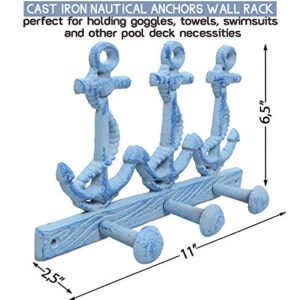 Basic Fundamentals Cast Iron Nautical Anchors Wall Rack with 3 Hooks