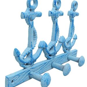 Basic Fundamentals Cast Iron Nautical Anchors Wall Rack with 3 Hooks