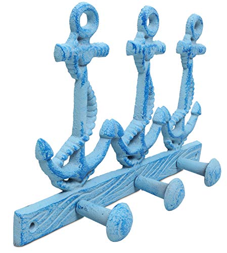 Basic Fundamentals Cast Iron Nautical Anchors Wall Rack with 3 Hooks