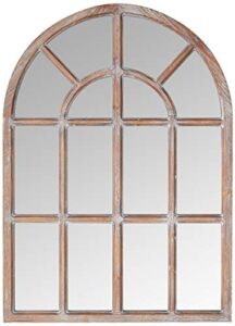 amazon brand – stone & beam vintage farmhouse wooden arched mantel mirror, 36.25"h, dark stain