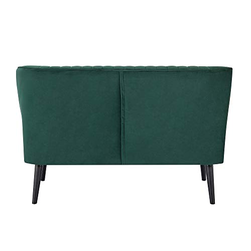 GIA Furniture Home Series Mid-Century Modern Armless Velvet Loveseat with Stripe Back, Love Seat, Green