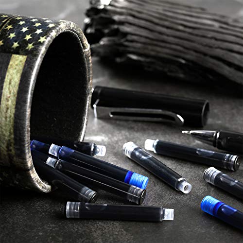 100 Pieces Blue Black Pen Ink Cartridge Fountain Pen Cartridges Refillable Fountain Pen Cartridge, 3.4 mm Bore Diameter