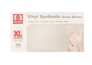 basic medical exam gloves (x-large) 100 gloves latex free powder free, clear (vgpf3004b)