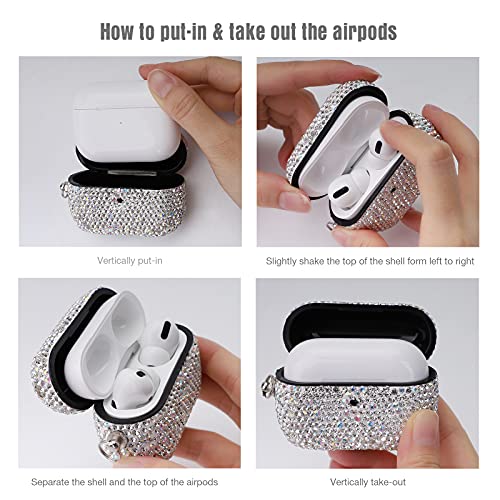 Luxurious Rhinestone AirPods pro Case, Protective Bling Diamonds AirPod pro Charging Protective Case Cover for Apple I10/I12 TWS (Silver-pro)