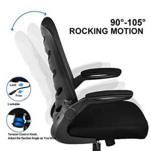 COMHOMA Office Chair Ergonomic Desk Computer Chair with Flip Up Arms Lumbar Support Adjustable Swivel Mid Back for Home Office Black