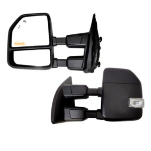aerdm new towing mirror black housing with temperature sensor fit 1999-2016 ford super duty f-250 f-350 f-450 f-550 with turn signal and auxiliary lamp