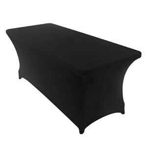 Peomeise 6FT Spandex Table Cover Rectangular Stretch Spandex Tablecloth (Black,6FT)