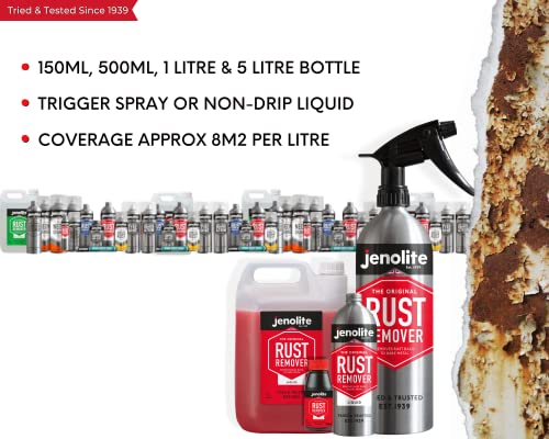 JENOLITE Original Rust Remover Liquid Trigger Spray - Removes Rust Back To Bare Metal - 500ml