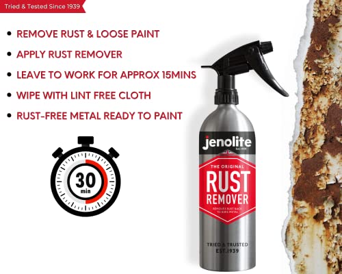 JENOLITE Original Rust Remover Liquid Trigger Spray - Removes Rust Back To Bare Metal - 500ml