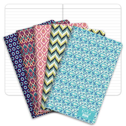 Elan Publishing Company Field Notebook/Journal - 5"x8" - Ikat Patterns - Lined Memo Book - Pack of 5