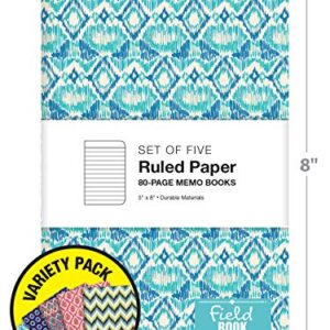 Elan Publishing Company Field Notebook/Journal - 5"x8" - Ikat Patterns - Lined Memo Book - Pack of 5