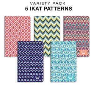 Elan Publishing Company Field Notebook/Journal - 5"x8" - Ikat Patterns - Lined Memo Book - Pack of 5