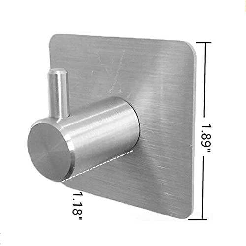 KK5 3M Adhesive Wall Hooks - 2 Pack SUS304 Stainless Steel Hangers| Brushed Heavy Duty Wall Hooks| for Towels Keys Robes Hooks On Door Wardrobe Closet Bathroom Kitchen