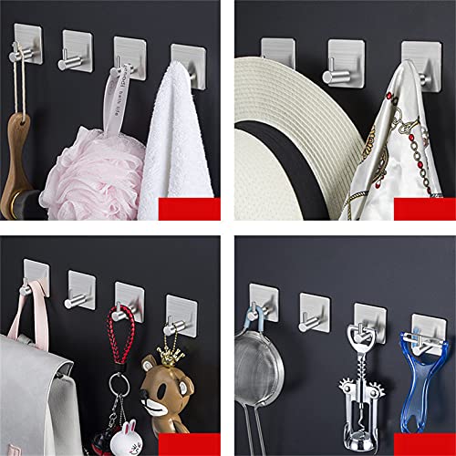 KK5 3M Adhesive Wall Hooks - 2 Pack SUS304 Stainless Steel Hangers| Brushed Heavy Duty Wall Hooks| for Towels Keys Robes Hooks On Door Wardrobe Closet Bathroom Kitchen
