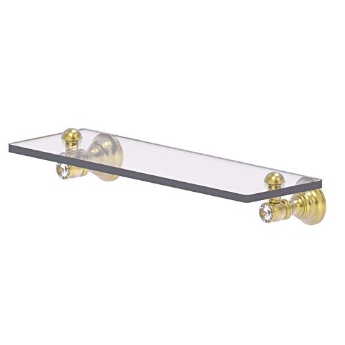 Allied Brass CC-1-16 Carolina Crystal Collection 16 Inch Glass Shelf, Satin Brass