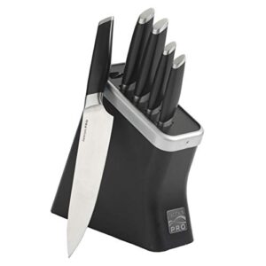 kenmore pro truman stainless steel knife block set, 6-piece, black
