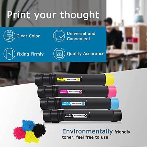 Leize Compatible 7525 Toner Cartridge use for Xerox WorkCentre 7525 7830 7845 7855 7835 7556 7535 7530 7545 Printer Replacement for WorkCentre 006R01513 006R01514 006R01515 006R01516 [KCMY-4PACK]