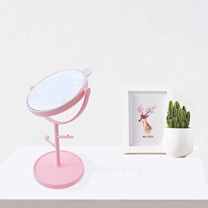 Louphee Desk Mirror in Cute Cat Ears Shape-Kawaii &Vanity Mirror for You in Bathroom or Bedroom- Pink