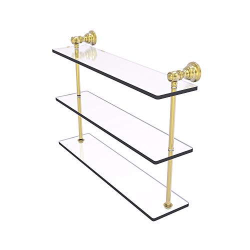 Allied Brass CL-5-22 Carolina Collection 22 Inch Triple Glass Shelf, Satin Brass