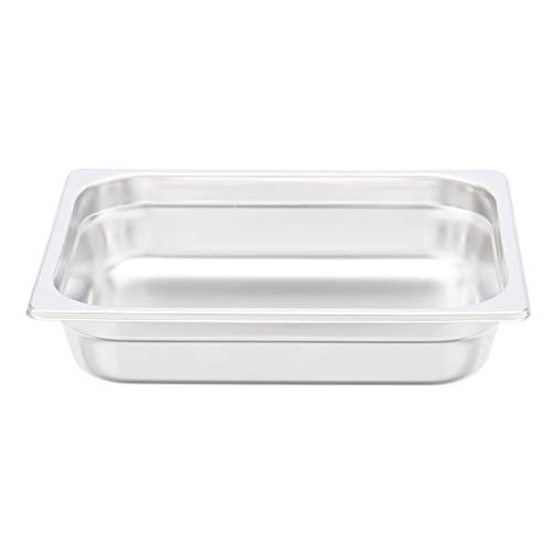 AmazonCommercial 1/2 Size x 2-1/2" Deep, Rectangular Anti-Jam Stainless Steel Steam Table/Hotel Pan, 22 Gauge, Pack of 2