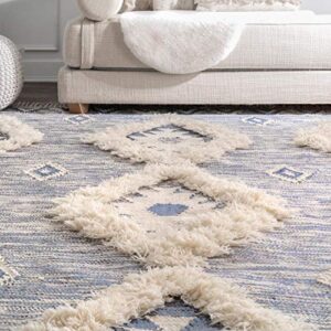 nuloom savannah moroccan fringe area rug, 6' square, blue