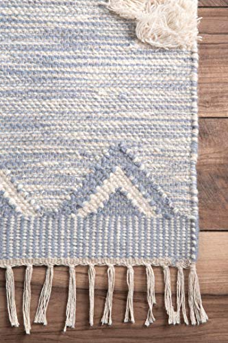 nuLOOM Savannah Moroccan Fringe Area Rug, 6' Square, Blue