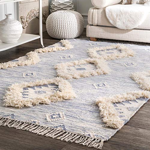 nuLOOM Savannah Moroccan Fringe Area Rug, 6' Square, Blue