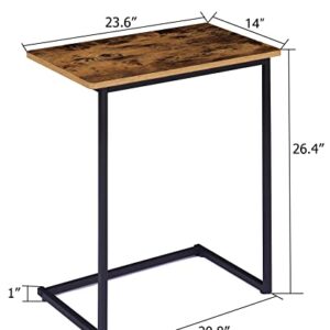 EKNITEY C Table End Table - 23.6" L* 13.9" W Small Side Table Industrial Snack Table for Sofa, Couch, Living Room, Bedroom and Small Spaces