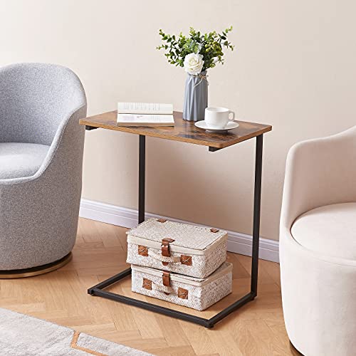 EKNITEY C Table End Table - 23.6" L* 13.9" W Small Side Table Industrial Snack Table for Sofa, Couch, Living Room, Bedroom and Small Spaces