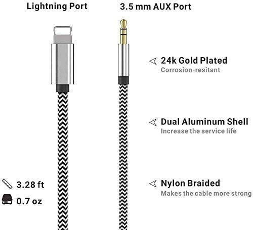 [Apple MFi Certified] AUX Cord for iPhone 13, Lightning to 3.5 mm Headphone Jack Adapter, 3.5mm to Lightning Adapter, Aux Adapter, Headphone Jack Adapter, Compatible for iPhone 12 11 XS XR X 7 7P 8 8P