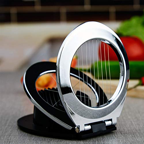 Bugucat Egg Cutter, Egg Wedger 304 Stainless Steel Wire Egg Slicer Splitter Chopper with 2 in 1 Disc Metal Shelf Wedges Kitchen Tool for Eggs,Salads, Sandwiches