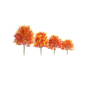 Exceart 4 Pcs Model Trees Fake Trees Autumn Maple Trees Plant Ornamentm for DIY Crafts Building Model Scenery Landscape Orange (19cm, 15cm, 13cm, 10cm Style)