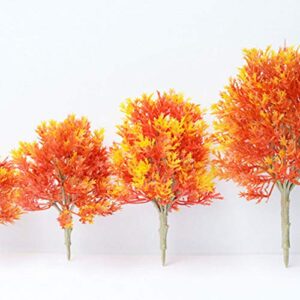 Exceart 4 Pcs Model Trees Fake Trees Autumn Maple Trees Plant Ornamentm for DIY Crafts Building Model Scenery Landscape Orange (19cm, 15cm, 13cm, 10cm Style)