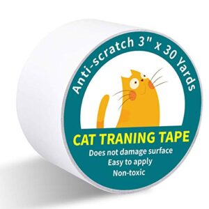 karaseno anti cat scratch tape, 3 inches x 30 yards cat training tape, 100% transparent clear double sided cat scratch deterrent tape, furniture protector for couch, carpet, doors, pet & kid safe