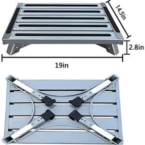 FLSEPAMB RV Step, Aluminum Folding Platform Step,RV Step Stool with Non-Slip Rubber Feet, Non-Slip Gripper Strips, Grip Handle, RV T Level, More Stable Supports Up to 1000 lbs