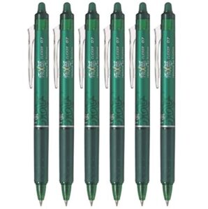 pilot frixion ball clicker retractable erasable gel pen, fine point, 0.7mm, green ink, 6 count